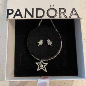 Offers Welcome. Pandora gift set, matching necklace and studs of stars.